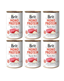 BRIT Mono Protein Beef & Rice 6x400 gmonoproteīnu pārtika liellopu gaļa un rīsi
