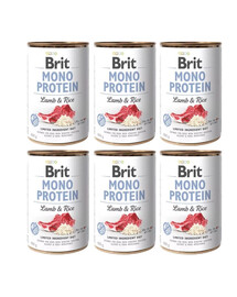 BRIT Mono Protein Lamb & Rice 6x400 g monoproteīnu barība jēra gaļa un rīsi