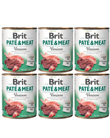 BRIT Pate&Meat venison 6x800 g pastēte ar brieža gaļu suņiem