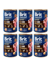 BRIT Premium by Nature Lamb and buckwheatn 6x400 g dabiskā barība suņiem ar jēra gaļu un griķiem