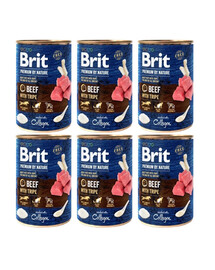 BRIT Premium by Nature Beef and tripes 6x400 g  liellopu gaļas un liellopu gaļas subproduktu dabiskā barība suņiem