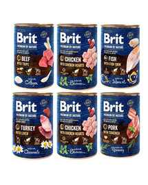 BRIT Premium by NatureMixed flavours 6x400 g dabīga barība suņiem