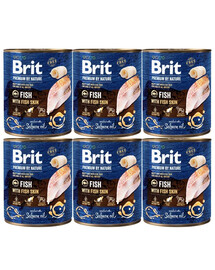 BRIT Premium by Nature Fish&Fish Skin 6x800 g dabīga barība suņiem ar zivīm un zivju ādu