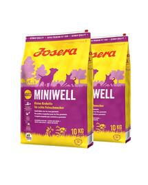 JOSERA Miniwell 2x10kg  izvēlīgiem pieaugušiem suņiem ar mērci