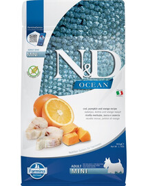 FARMINA N&D Ocean Pieaugušajiem mini mencas, ķirbju un apelsīnu 800 g