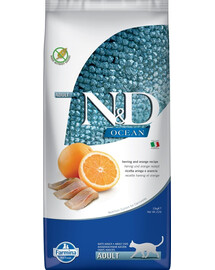 FARMINA N&D Ocean Cat Adult Herring & Orange sausa kaķu barība ar siļķi un apelsīnu 10 kg