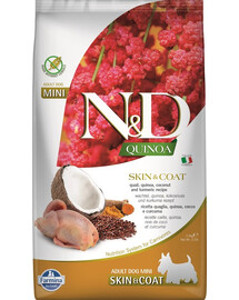 FARMINA N&D Quinoa Dog Skin&Coat Adult Mini quail, coconut 2,5 kg paipalas un kokosrieksts