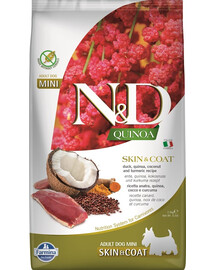 FARMINA N&D Quinoa Dog Skin&Coat Adult Mini duck, coconut 2,5 kg pīle un kokosrieksts