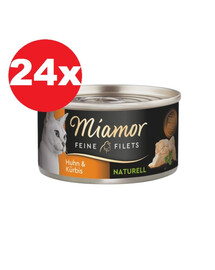 MIAMOR Feine Filets Naturell Chicken&Pumpkin 24x80g vistas gaļa un ķirbis savā mērcē