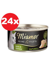 MIAMOR Feine Filets Naturell Chicken&Vegetables 24x80g vistas gaļa un dārzeņi pašu gatavotā mērcē