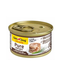GIMDOG Pure Delight Chicken&Beef 85 g vistas un liellopu gaļa pieaugušiem mazo šķirņu suņiem