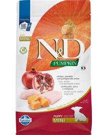 FARMINA N&D Pumpkin Dog Puppy Mini chicken, pumpkin & pomegranate 2,5 kg, Barība ar vistas gaļu, ķirbi un granātābolu kucēniem