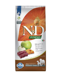 FARMINA N&D Venison Ķirbju un ābolu Adult Medium & Maxi sausā suņu barība 12 kg