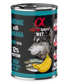 ALPHA SPIRIT Sardīnes ar banānu 400 g mitrā barība suņiem