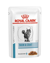 ROYAL CANIN Cat Skin & Coat 48 x 85 g mitrā barība pieaugušiem kaķiem ar jutīgu ādu