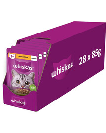 WHISKAS Adult 28x85g maisiņā mitrā kaķu barība ar vistas gaļu pieaugušiem kaķiem