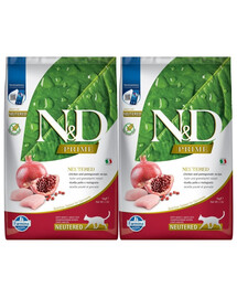 N&D Cat chicken & pomegranate neutered 5 kg X 2