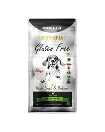 BIOFEED EUPHORIA Gluten Free ar jēra gaļu maziem un vidējiem suņiem 12 kg