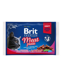 BRIT Premium kaķu konservu barība gaļas gabaliņi 4x100g