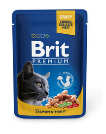 BRIT Premium Cat Pieaugušiem kaķiem lasis un forele 24 x 100 g
