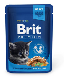 BRIT Premium kaķēniem, Vistas gaļa paciņās 24 x 100 g