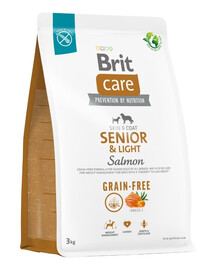 BRIT Care Bez graudu sausā barība pieaugušajiem Senior&Light ar lasi 3 kg