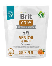 BRIT Care Bez graudu sausā barība pieaugušajiem Senior&Light ar lasi 1kg