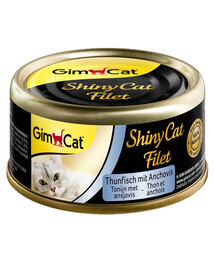 GIMCAT Shiny Cat Filet Tuna&Anchovy 70g tuncis un anšovi buljonā