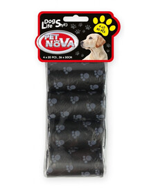 PET NOVA Dog Lifestyle Suņu izkārnījumu maisiņi 4 x 20 gab. melni