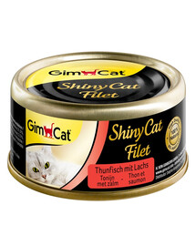 GIMCAT Shiny Cat Filet Tuna&Salmon 70g tuncis un lasis buljonā