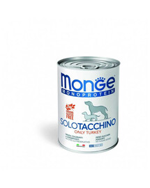 MONGE Monoprotein Solo Dog suņu barība ar tītara gaļu 400 g
