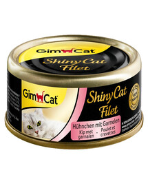 GIMCAT Shiny Cat Filet Chicken&Shrimp 70g vistas gaļa un garneles buljonā