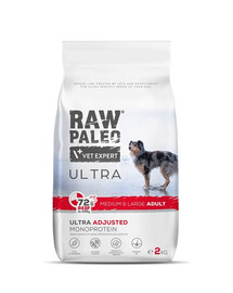 RAW PALEO Ultra Beef Medium&Large Adult 10kg liellopu gaļa liellopa gaļai vidējiem un lieliem pieaugušiem suņiem