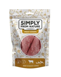 SIMPLY FROM NATURE Meat Strips Gaļas sloksnes ar liellopu gaļu un nigellu suņiem 80 g