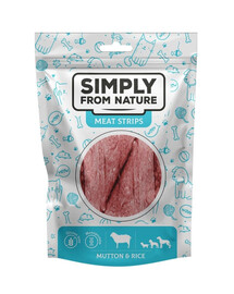 SIMPLY FROM NATURE Meat Strips Gaļas sloksnes ar aitas gaļu un rīsiem suņiem 80 g