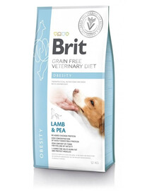 BRIT Veterinary Diets Dog Obesity 12 kg Veterinārā barība pieaugušiem suņiem ar lieko svaru un aptaukošanos, nesatur graudus.
