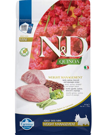 FARMINA N&D Quinoa Weight Management Lamb & Broccoli Mini mazo šķirņu suņiem 800 g