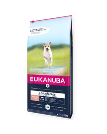 EUKANUBA Grain Free Senior Small/medium ocean fish 12 kg bagātināts ar okeāna zivīm