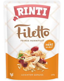 RINTI Filetto in Jelly Chicken&Poultry hearts maisiņā želejā vistas un mājputnu sirdis 100 g