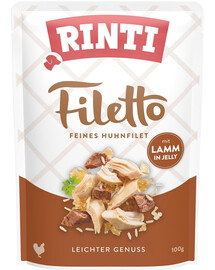 RINTI Filetto in Jelly Chicken&Lamb vistas un jēra gaļas želejas maisiņš 100 g