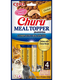 INABA Meal Topper Chicken Cheese 4x14 g Krēmveida papildinājums ar vistas gaļu un sieru kaķu barībā