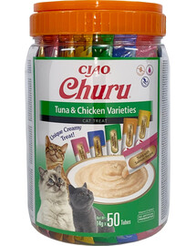 INABA Churu Variety Tuna&Chicken tuncis ar vistas gaļu kaķiem burciņa 50x14g (700g)