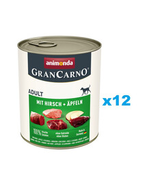 ANIMONDA GranCarno Adult cūkgaļa ar brieža gaļu un āboliem 12x800 g