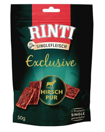 RINTI Singlefleisch Exclusive Snack Brieža gaļas našķis suņiem 50 g