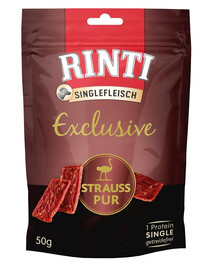 RINTI Singlefleisch Exclusive Snack Strausu našķis suņiem 50 g