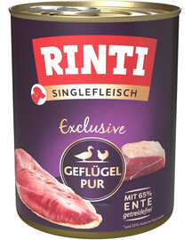 RINTI Singlefleisch Exclusive Mājputnu gaļa Tīra monoproteīnu mājputnu gaļa 800 g