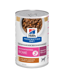 HILL'S Prescription Diet Canine Gastrointestinal Biome Digestive Care sautējums ar vistas gaļu un burkāniem 354 g konservi