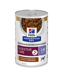 HILL'S Prescription Diet Canine i/d Low Fat Digestive Care sautējums ar vistu un dārzeņiem 354 g konservēts