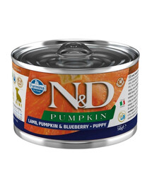 FARMINA N&D Pumpkin Puppy Lamb, pumpkin, blueberry 140 g jēra gaļa, ķirbis un mellenes kucēniem