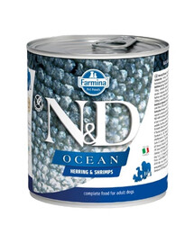 FARMINA N&D Ocean Dog Siļķe, garneles 285 g Siļķe un garneles